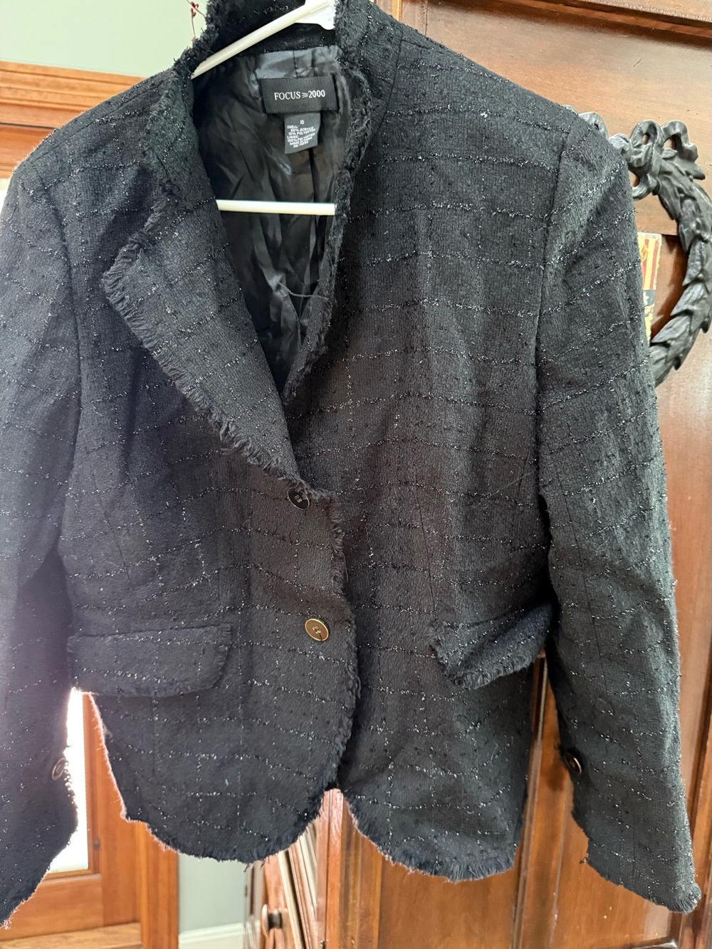 Focus 2000 Black Jacket Blazer With Sparkles Size 10